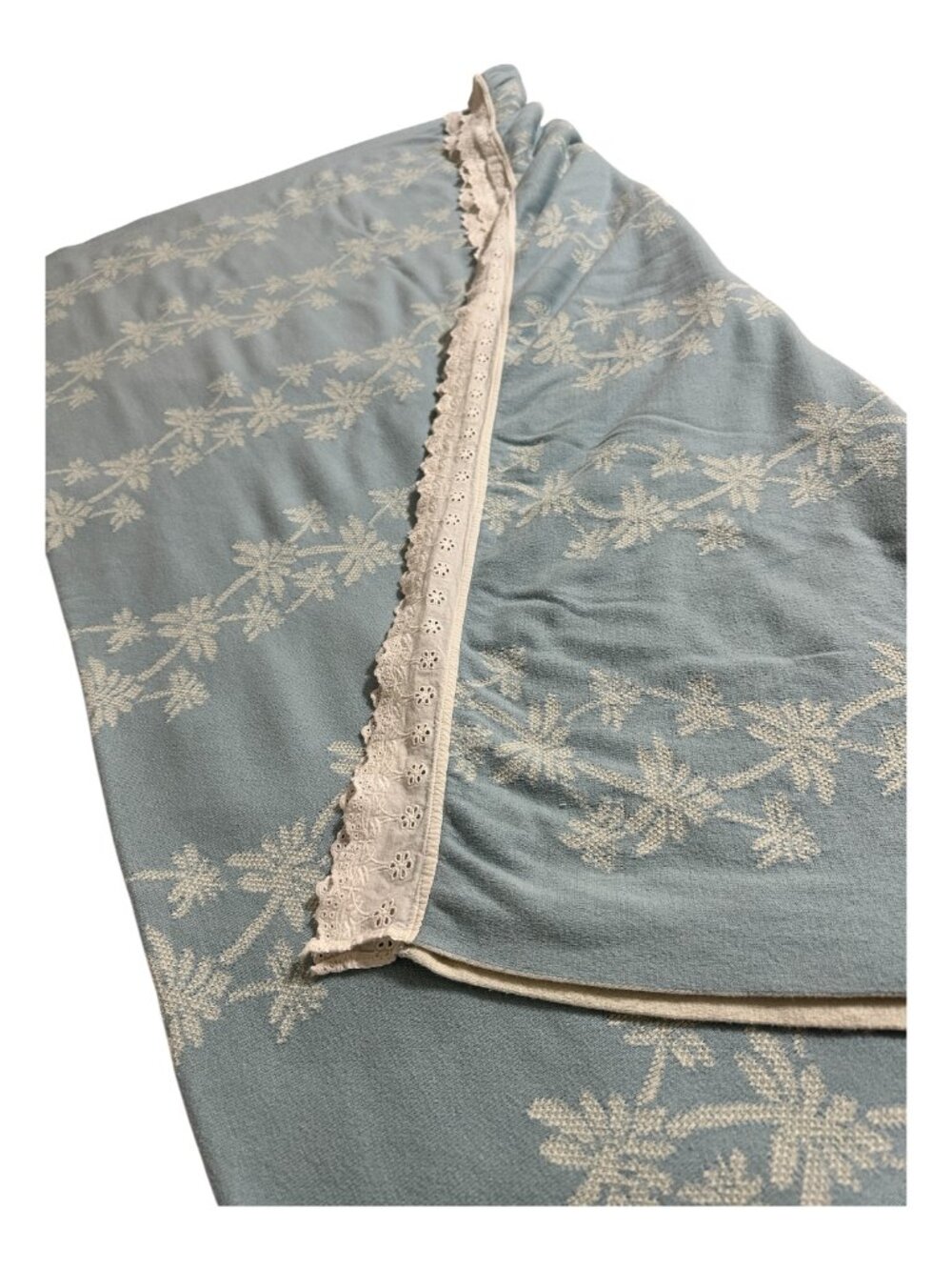 Magaschoni Throw Blanket Light Blue Palm Botanical 47x74 100% Cotton Reversible